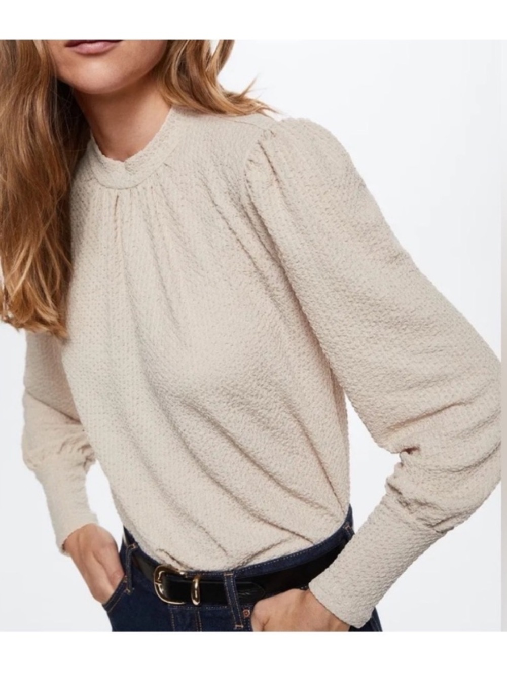 Mango Flowy Textured Blouse
